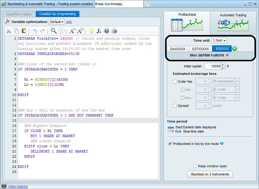 PRT V11: Backtest de plusieurs instruments